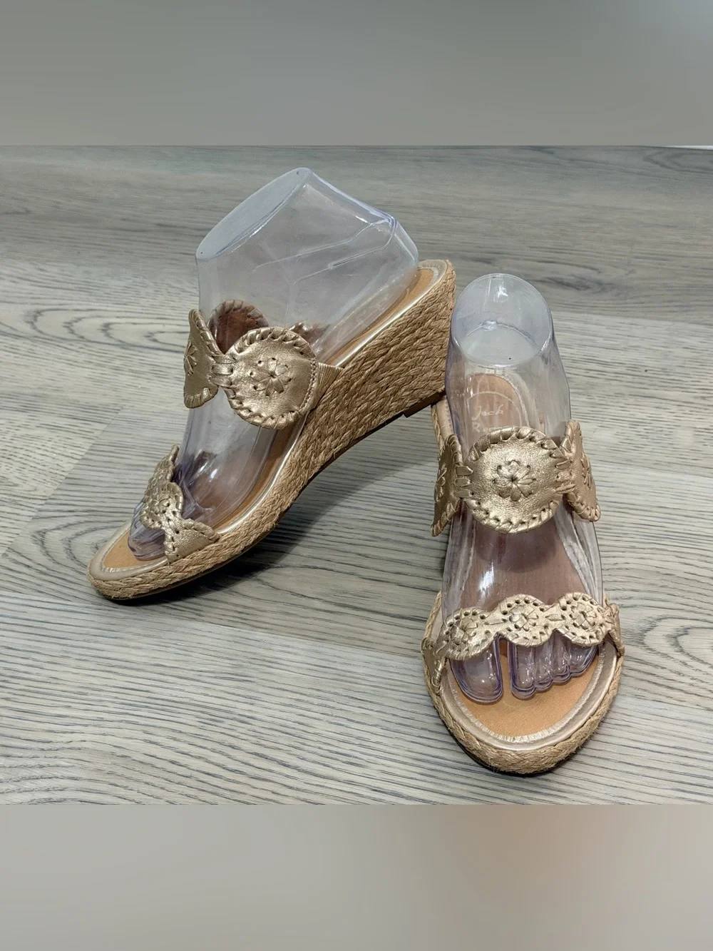 Jack Rogers Gold Wedge Open Toe Slip-On Shelby  Sandals Size 8 WORN ONCE